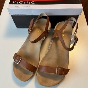 Vionic Tan Sandals with Supportive Footbed